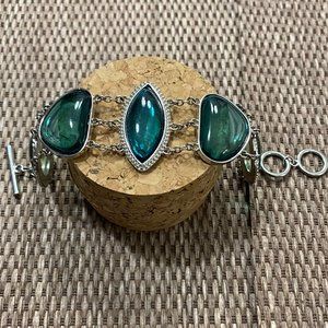 Silver Tone Blue & Aqua Stone Bracelet